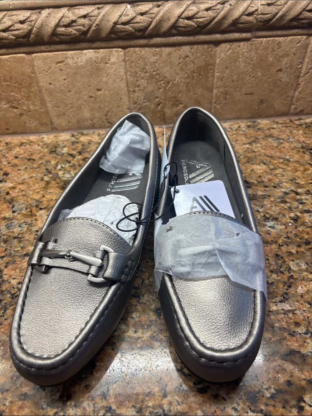 Aerosols Metallic Silver Slip-On Loafers 6M NWT